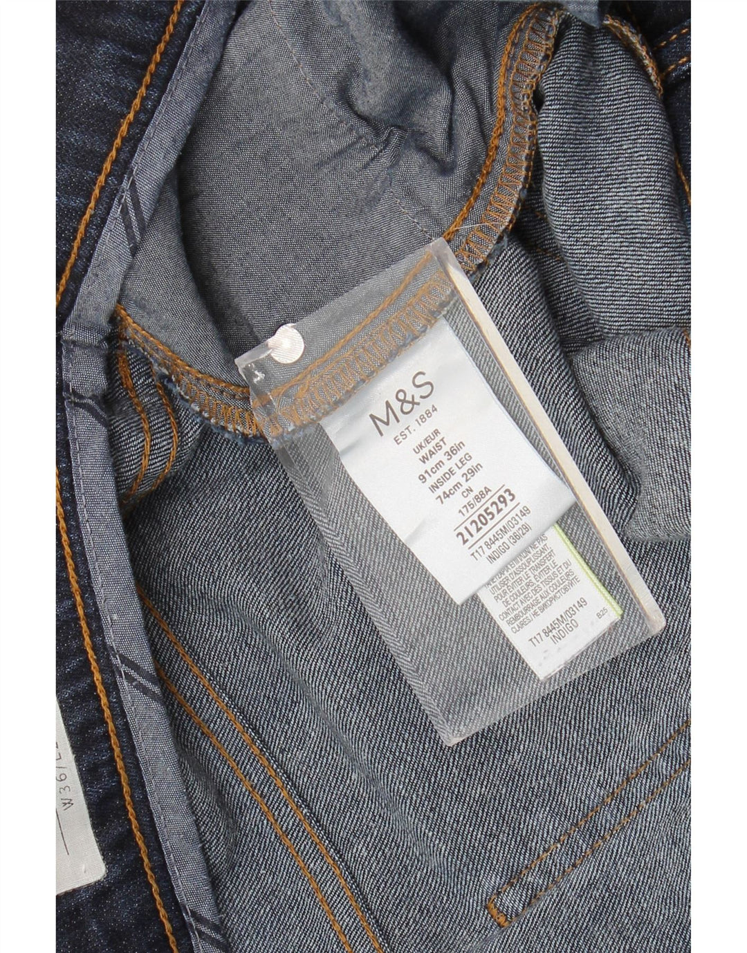 Marks & Spencer Herre tilspidsede jeans W36 L29 Marineblå Bomuld