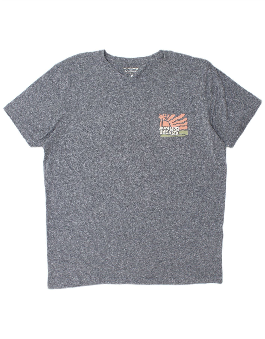 Jack & Jones Herre T-Shirt Top XL Grå Flecked Bomuld