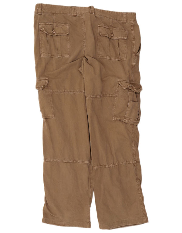 Vintage Herre Straight Cargo Bukser IT 56 3XL W40 L31 Beige Bomuld