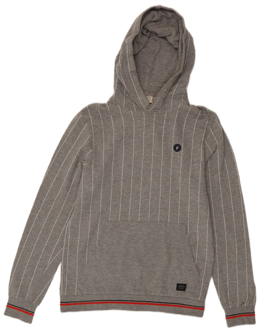 Jack & Jones hættetrøje til mænd, lille grå stribet bomuld