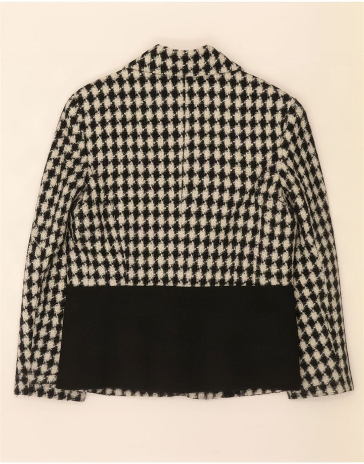 Vintage Dame 3-knaps Blazer Jacket UK 12 Medium Black Houndstooth
