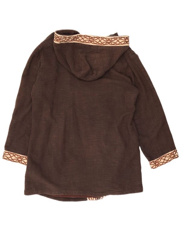 Celtic Fusion Dame håndlavet hætte cardigan sweater UK 16 Large Brown