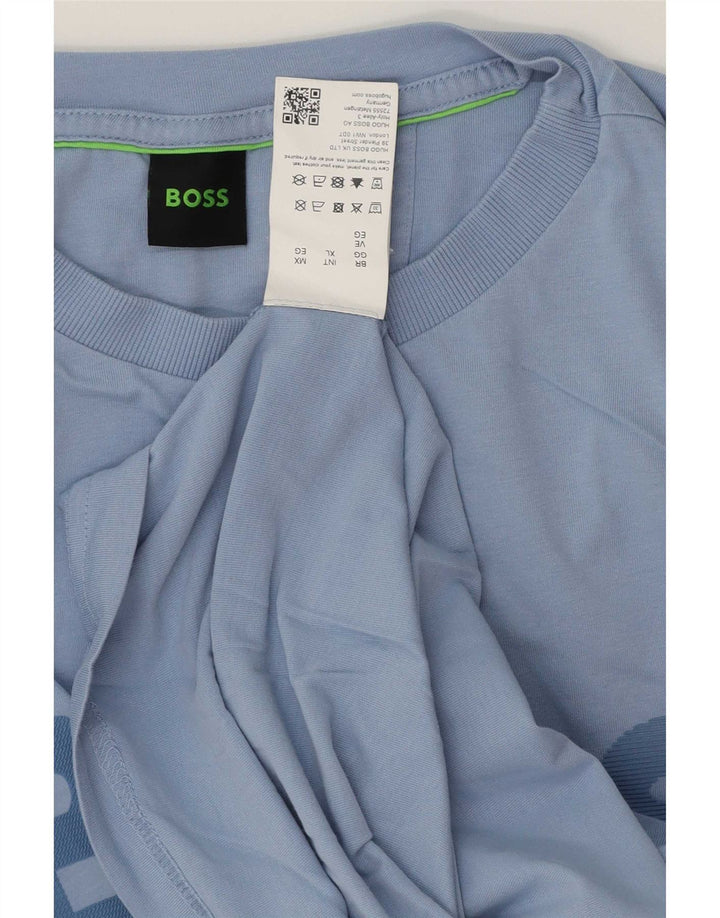 Hugo Boss Herre Grafisk T-Shirt Top XL Blå Bomuld