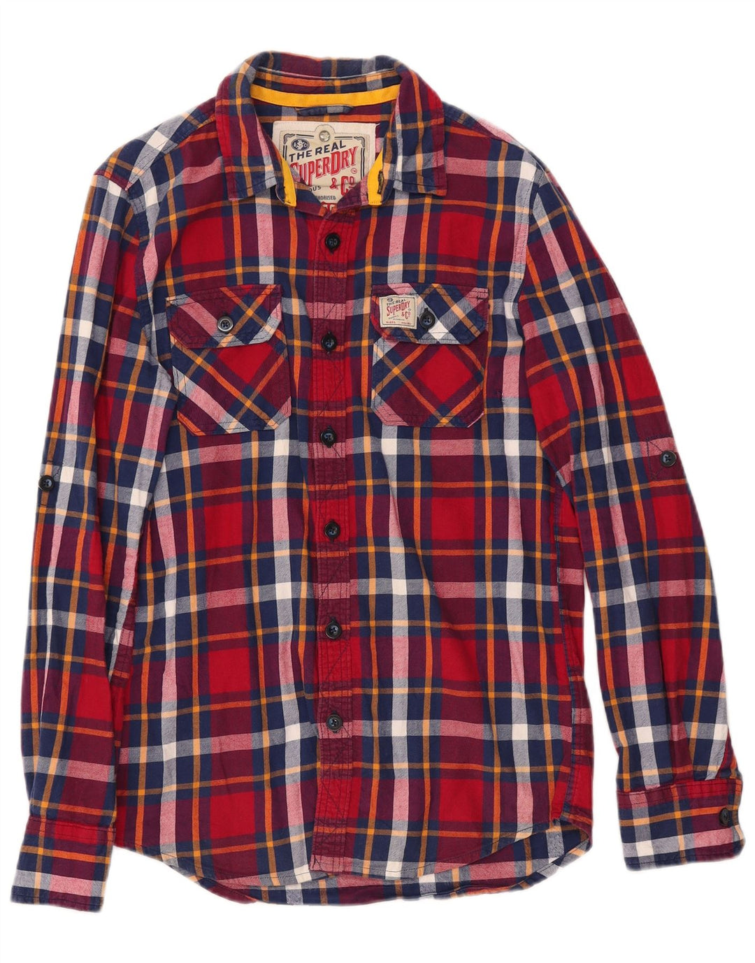 SUPERDRY Herre Classic Fit Flanellskjorte Lille rød ternet bomuld
