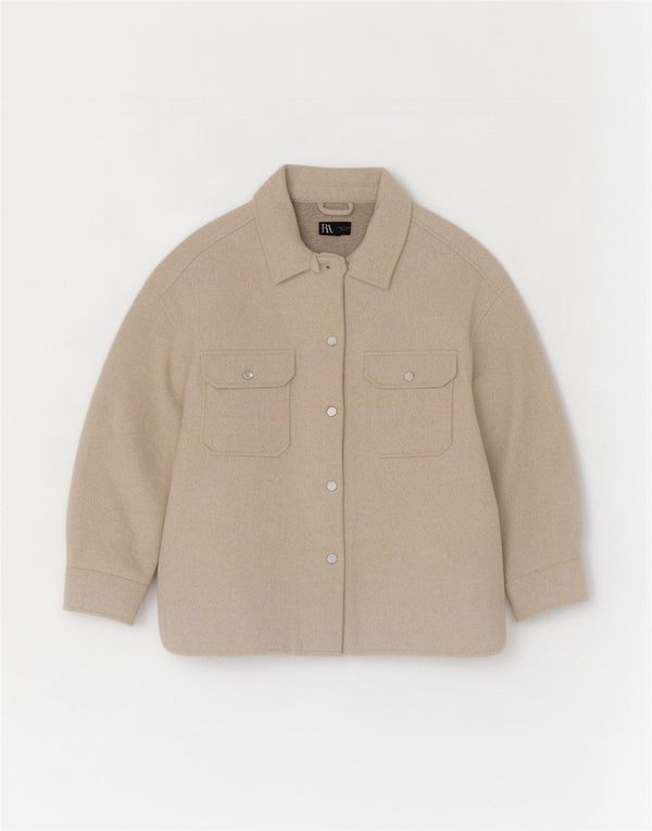 Zara Womens Overshirt Flannel Shirt UK 8 XS Beige Polyester