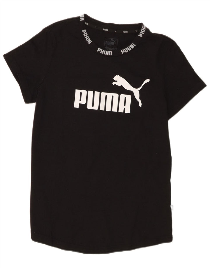 Puma Grafisk T-Shirt Top UK 12 Medium Sort Bomuld