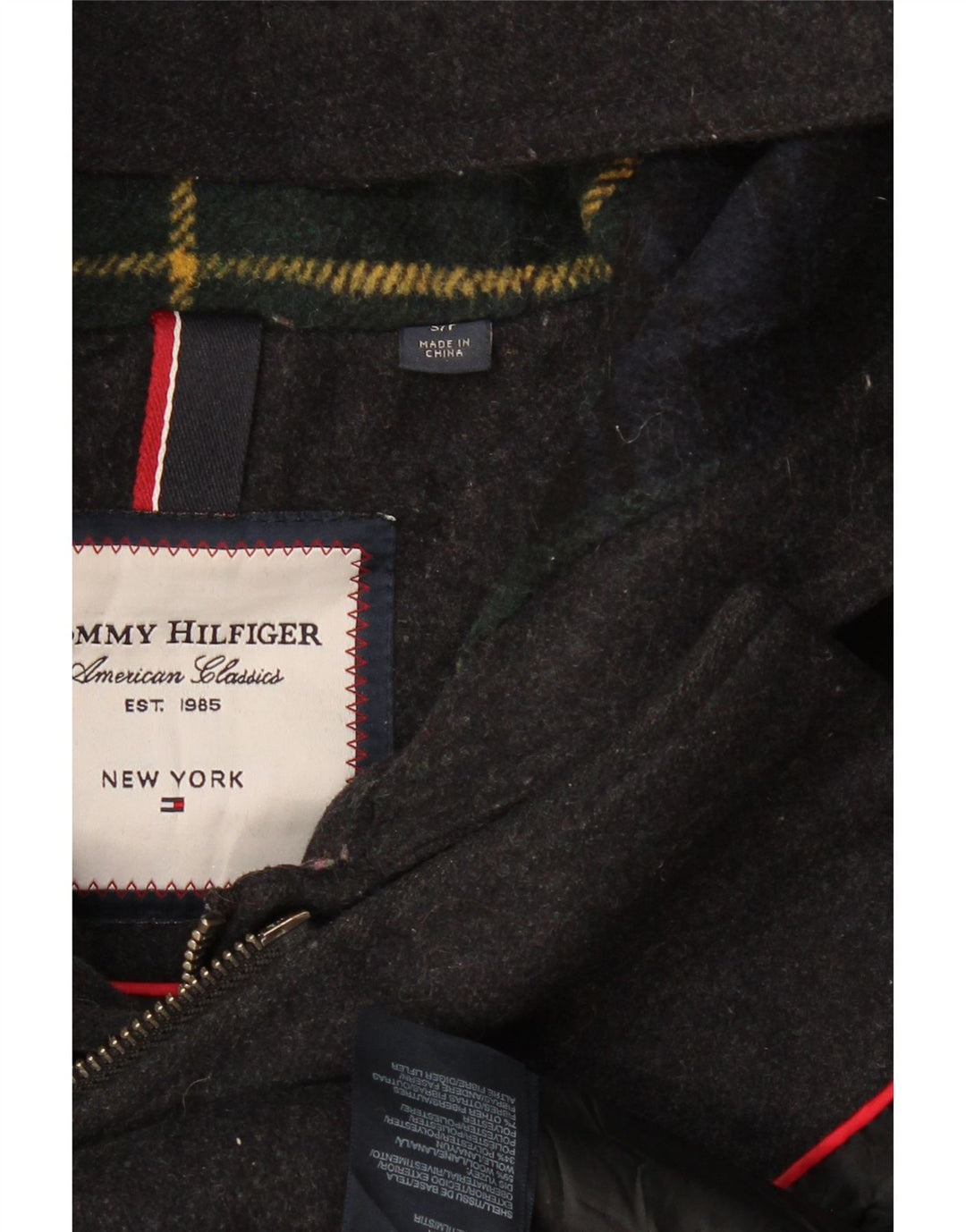Tommy Hilfiger Dame Hooded Duffel Coat UK 10 Small Grey Uld