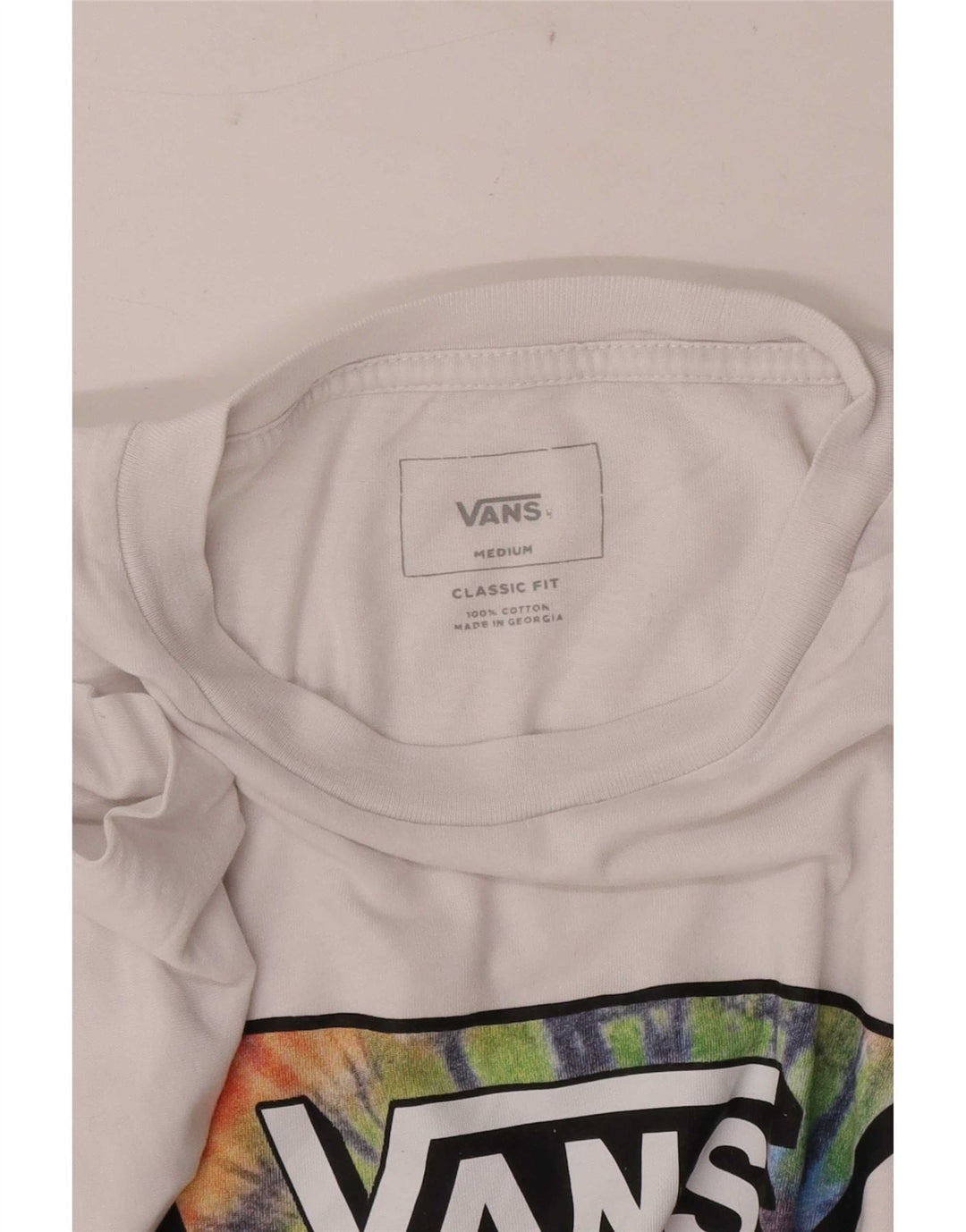 Vans Herre Classic Fit Grafisk T-Shirt Top Medium Hvid Bomuld