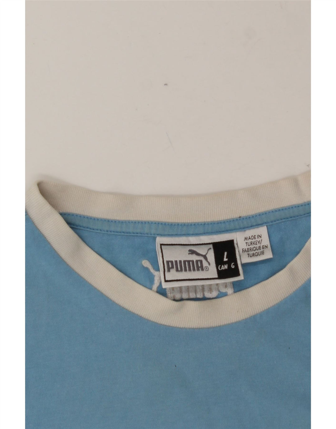 PUMA Mens Graphic T-Shirt Top Large Blue Vintage Puma and Second-Hand Puma from Messina Hembry 