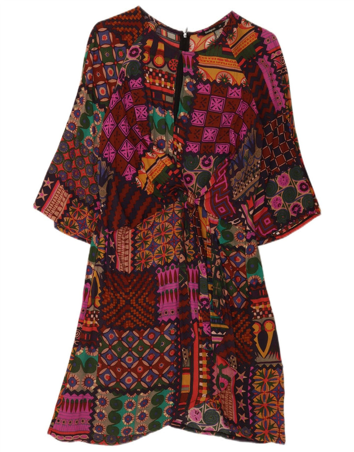 Desigual 3/4 ærmet basiskjole til kvinder EU 38 Medium Flerfarvet Bohemian