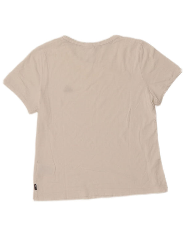 Adidas Dame T-Shirt Top UK 14 Medium Hvid Bomuld