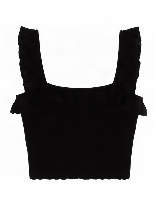 Zara Womens Crop Top UK 8 Small Black Viscose