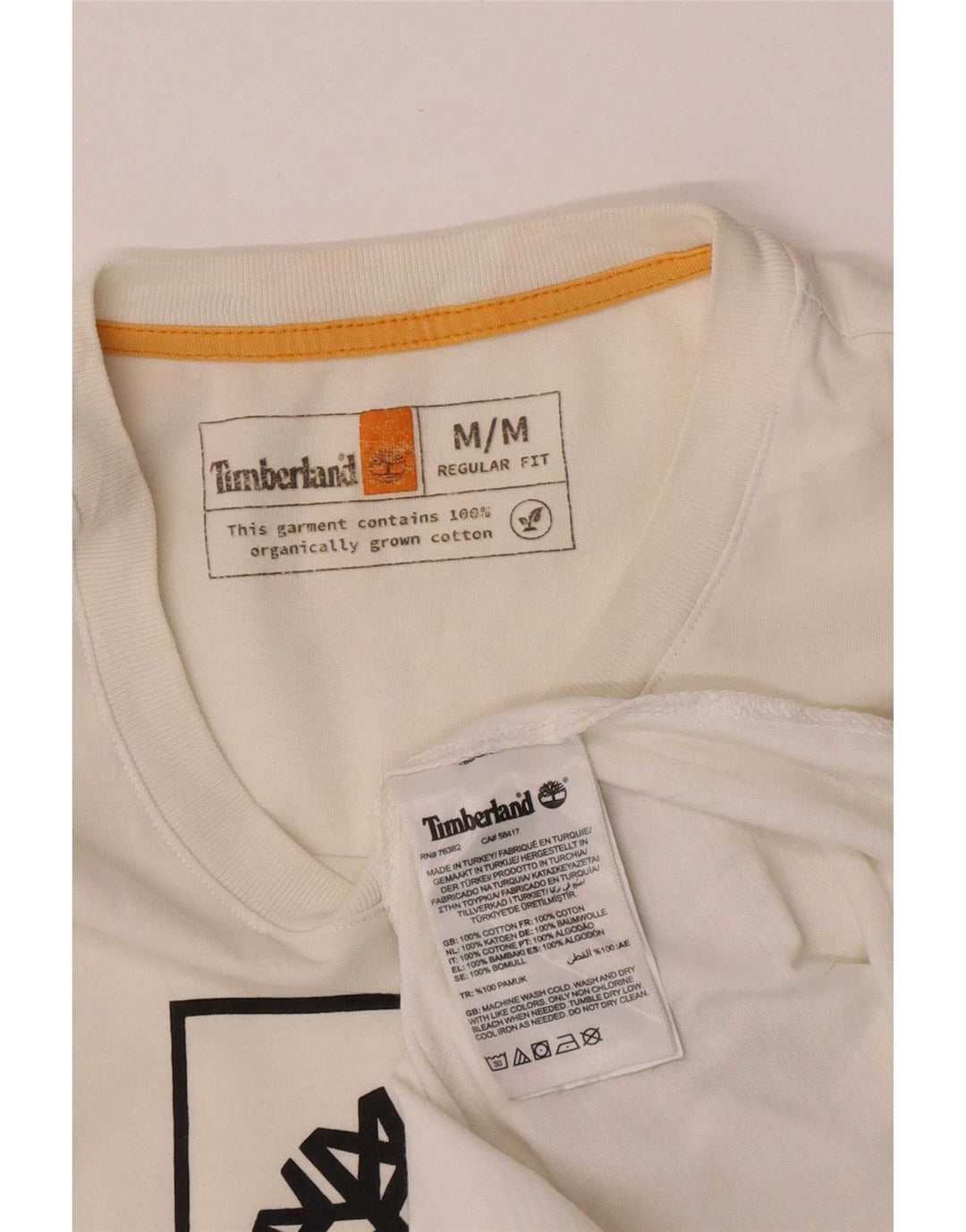 Timberland Herre Regular Fit Grafisk T-shirt Top Medium Hvid Bomuld