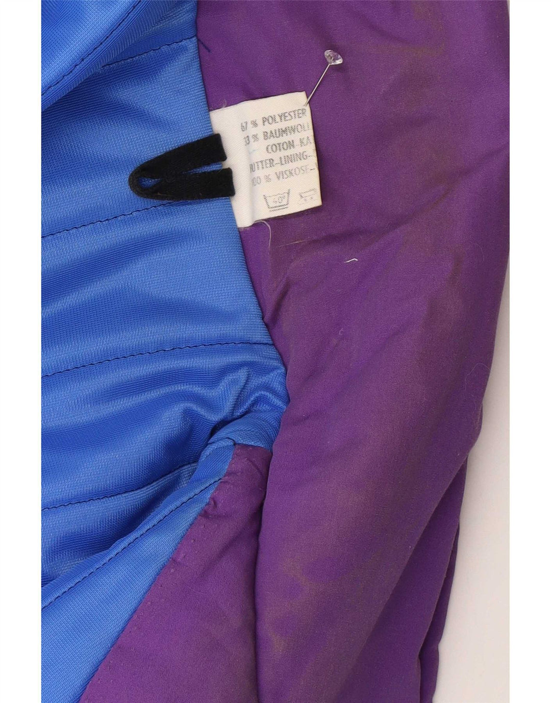 Vintage polstret frakke til kvinder UK 18 XL lilla polyester