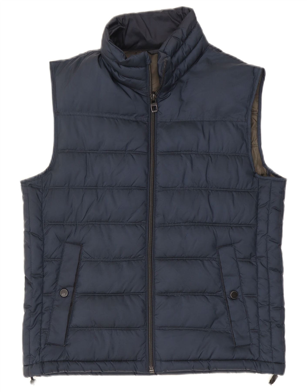 Zara Herre Polstret Gilet UK 38 Medium Navy Blue Polyester