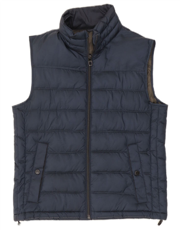 Zara Herre Polstret Gilet UK 38 Medium Navy Blue Polyester