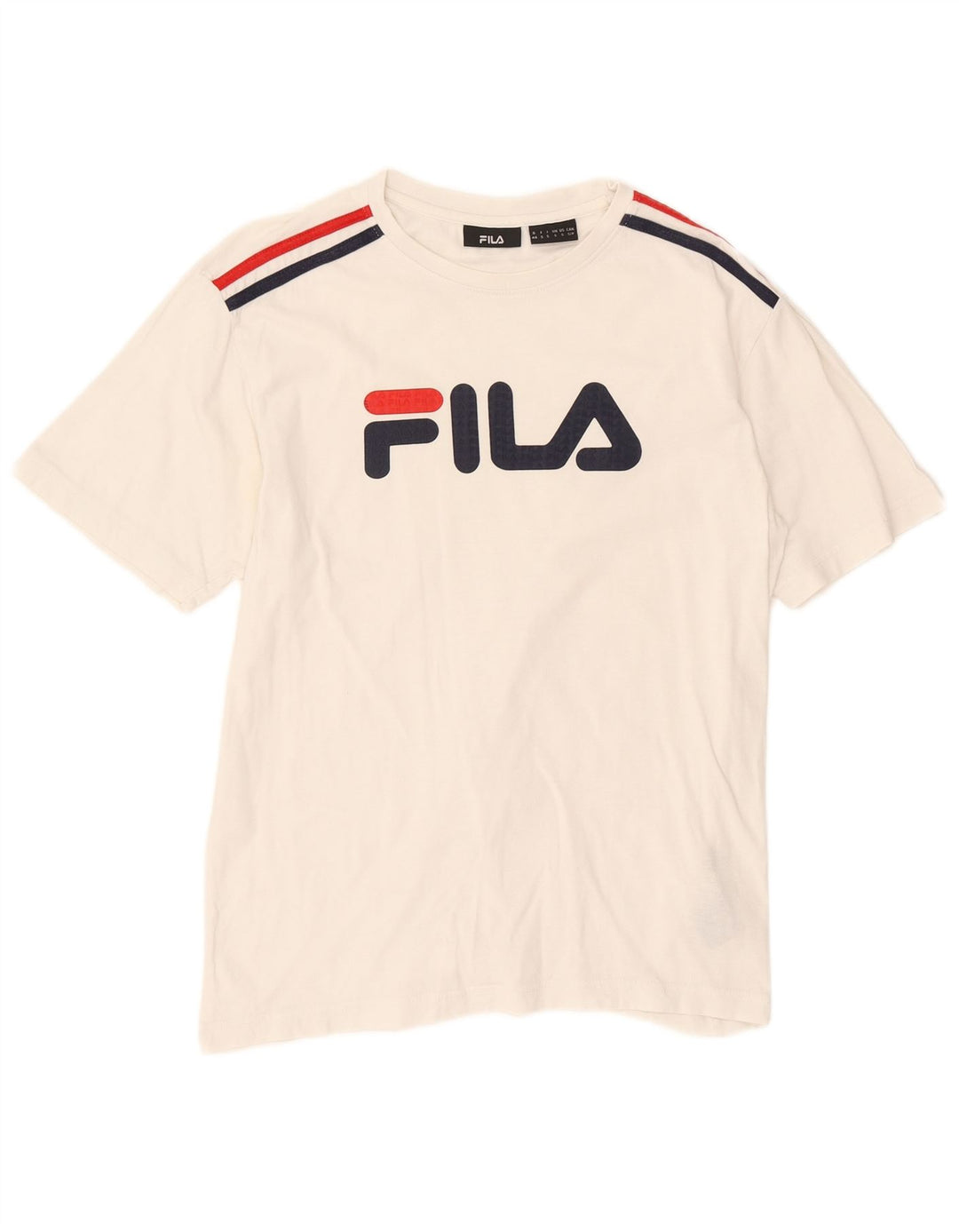 Fila Herre Grafisk T-Shirt Top Lille Hvid Bomuld