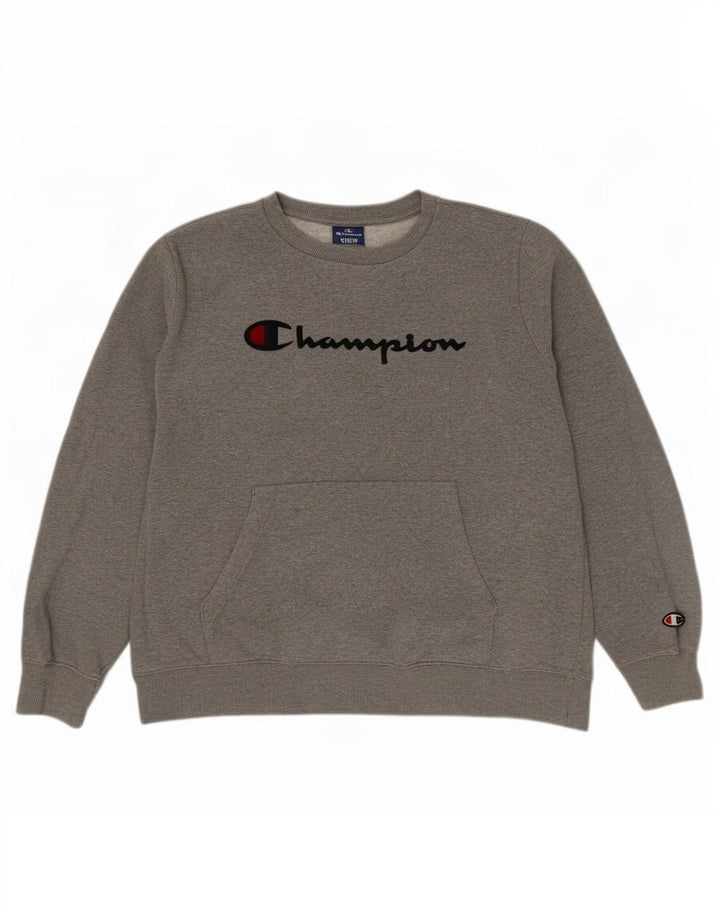 Champion Herre Grafisk Sweatshirt Jumper Medium Grey Flecked