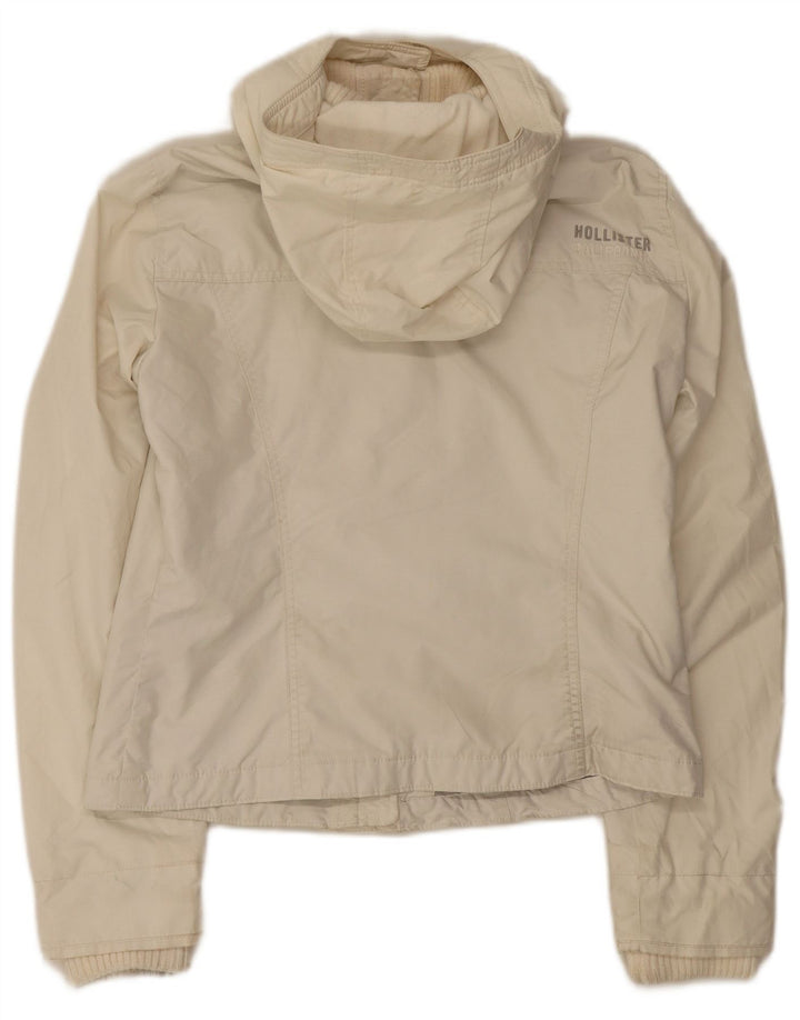 Hollister Dame Windbreaker Jacket UK 14 Large White Polyester