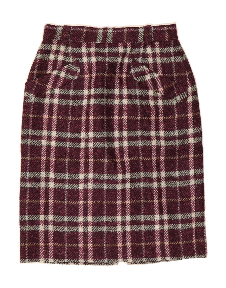ALPACA CAMARGO Womens Pencil Skirt IT 44 Medium W26  Maroon Plaid Vintage Alpaca Camargo and Second-Hand Alpaca Camargo from Messina Hembry 