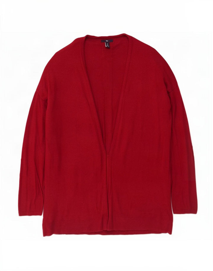 Gap Womens Open Cardigan Sweater UK 16 Large Maroon Cotton