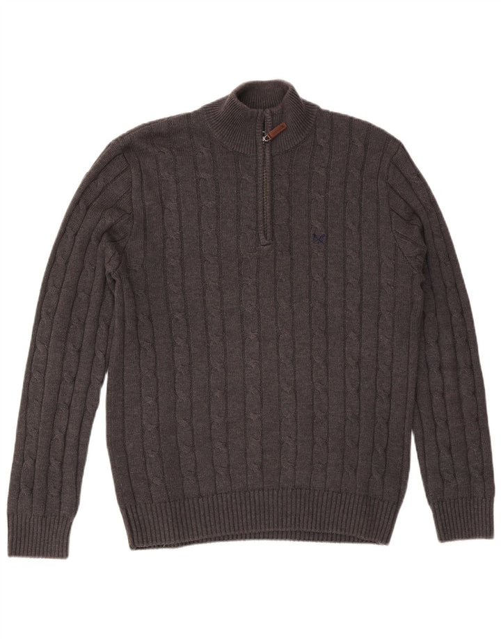 Crew tøj Herre lynlås-hals sweater mellemgrå bomuld