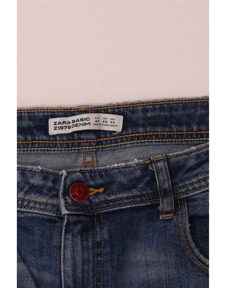 Zara Dame Denim Shorts EU 40 Medium W30 Blue Floral
