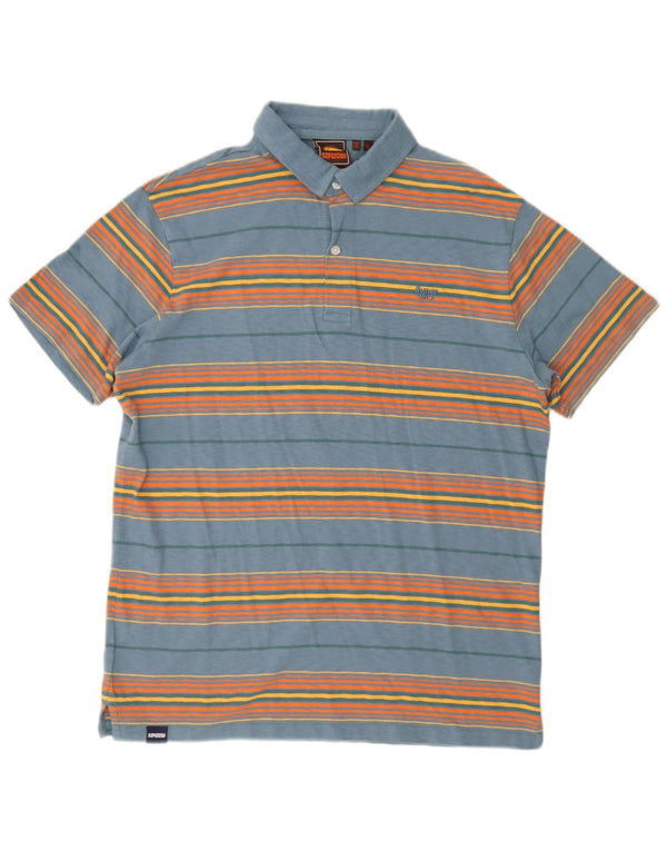 Superdry herre poloshirt 2XL blå stribet bomuld