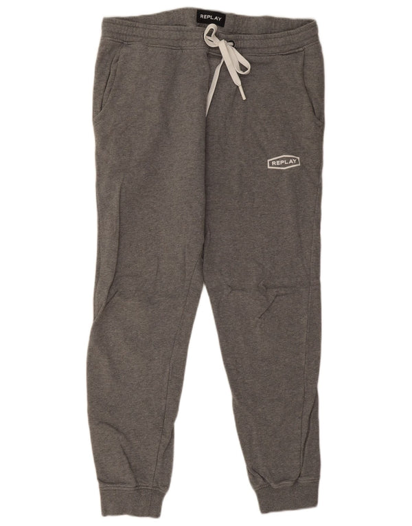 Replay Dame træningsdragt Bukser Joggers UK 18 XL Grå Flecked Bomuld