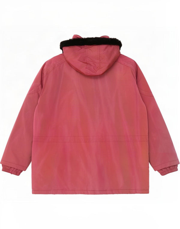 Vintage oversize hættejakke til kvinder IT 48 XL Pink Polyamid