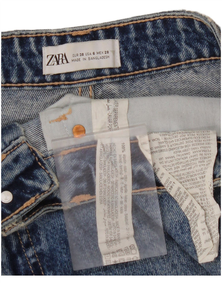 ZARA Dame High Rise Distressed Tapered Jeans EU 38 Small W28 L27 Blå