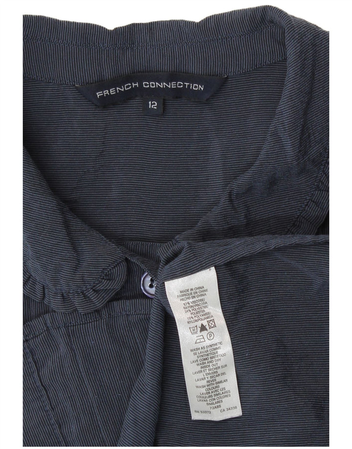 French Connection Dame Flæse Front Shirt Bluse UK 12 Medium Navy Blue