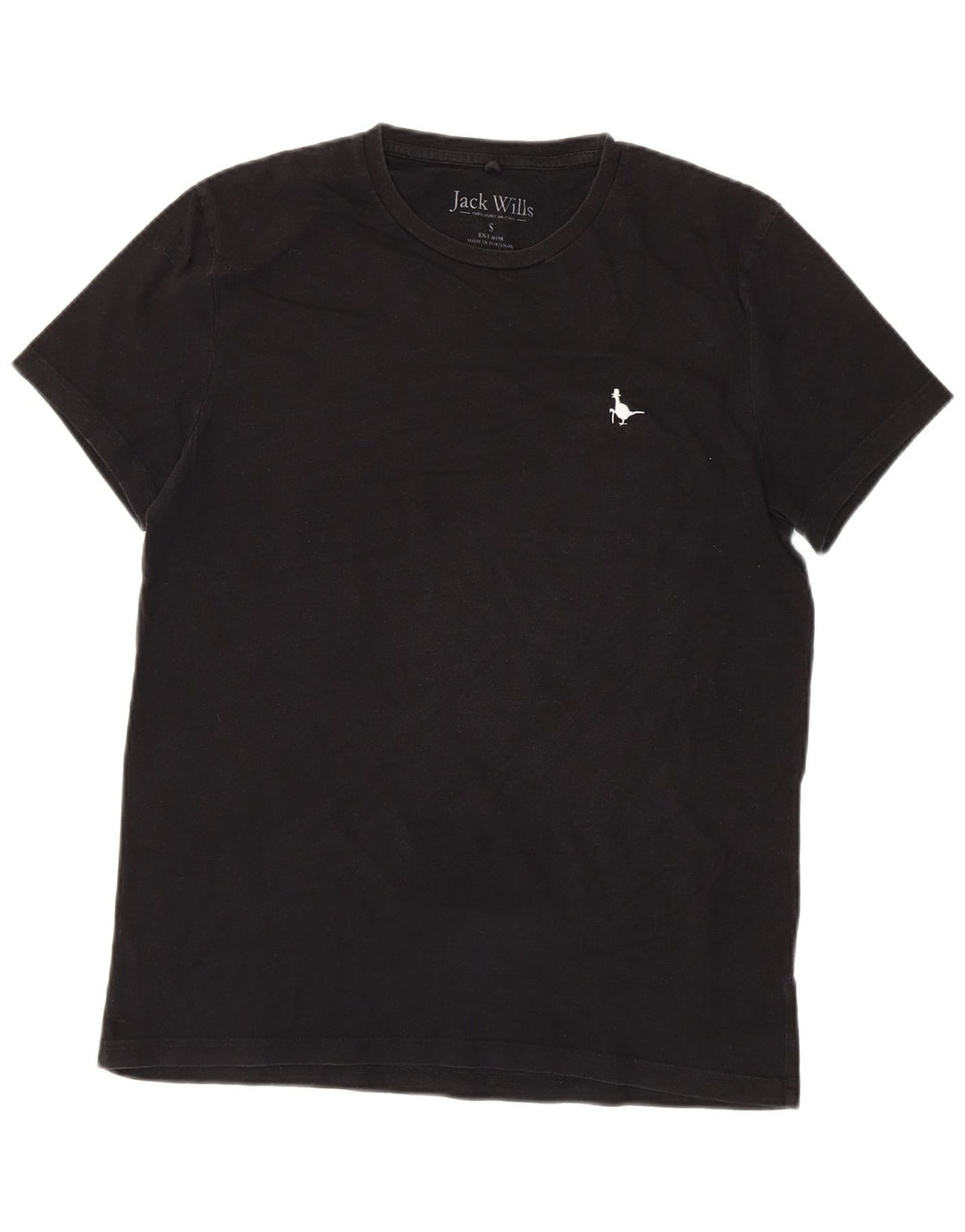 JACK WILLS Herre T-Shirt Top Lille Sort Bomuld