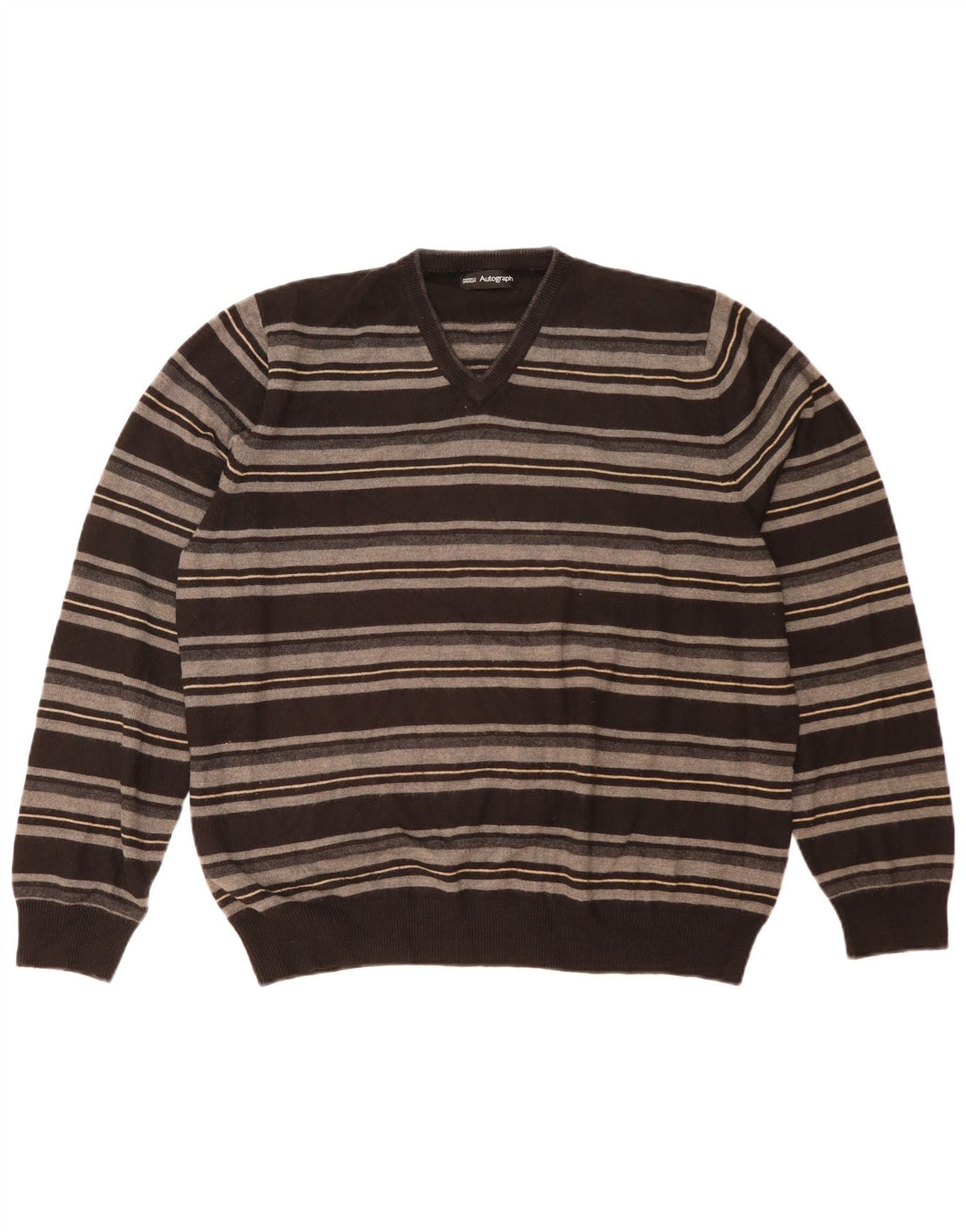 Marks & Spencer Herre Autograph V-hals sweater XL Sort Stribet