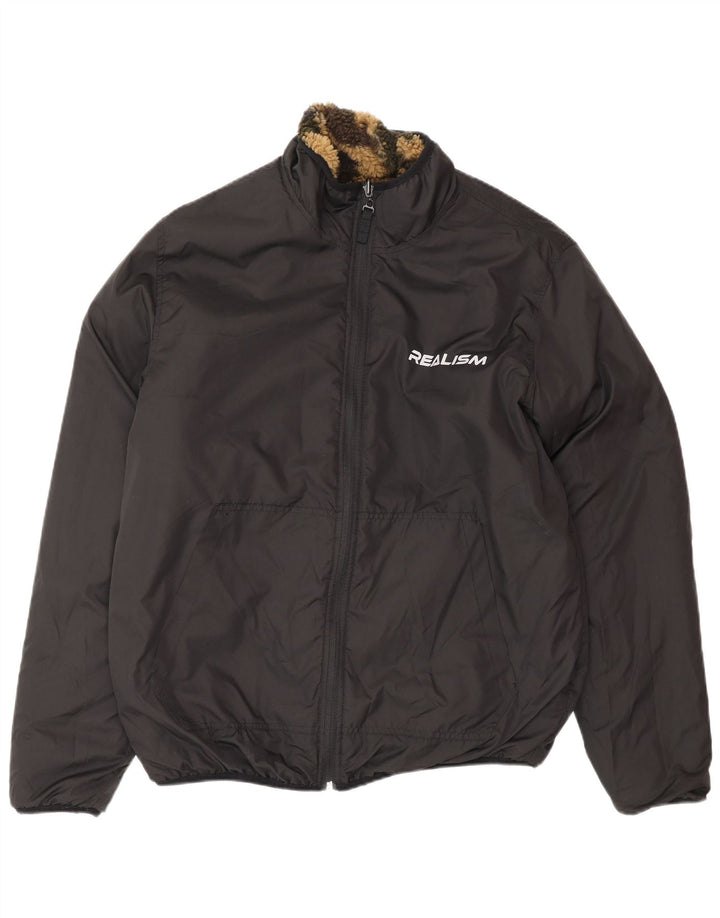 KAPITEL Herre Fleece Vendbar Jakke UK 38 Medium Khaki Camouflage