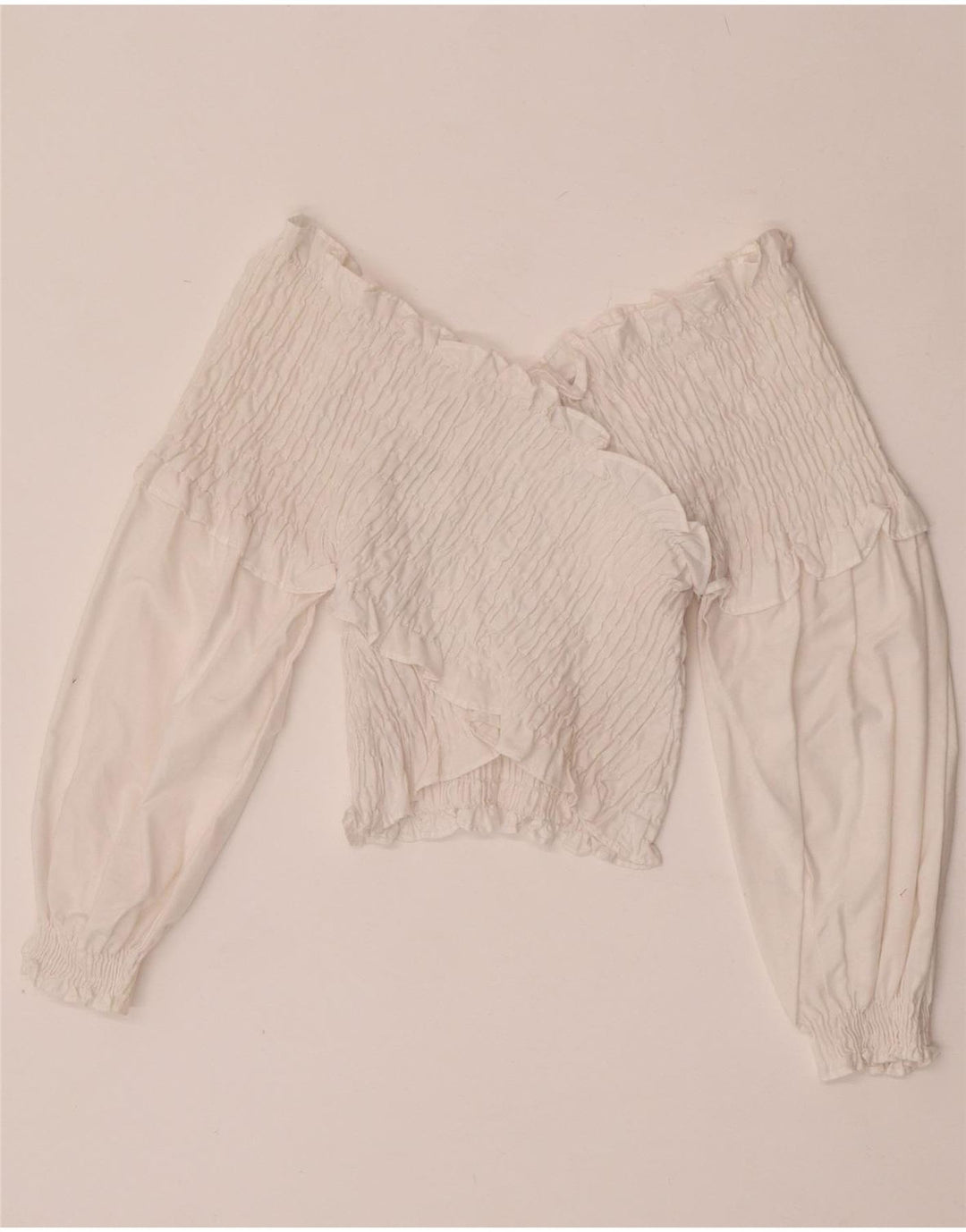 Zara Langærmet Crop Off Shoulder Top UK 12 Medium White