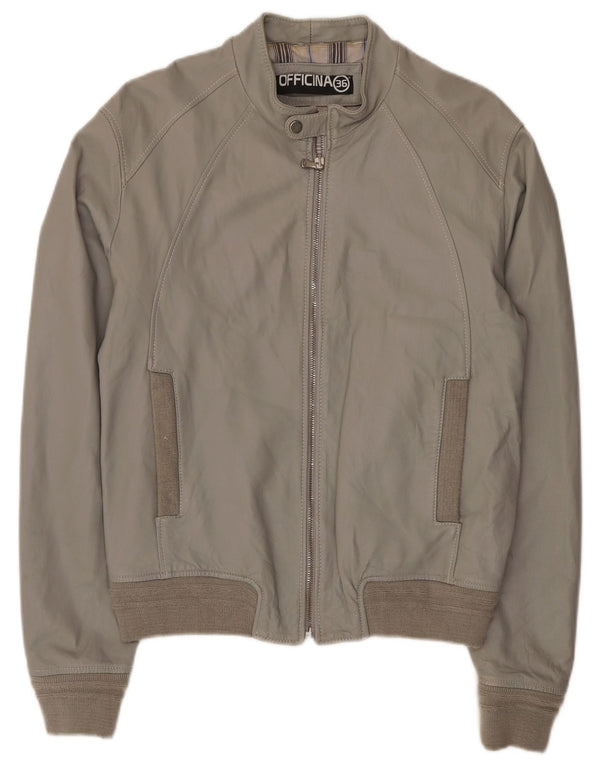 Officina 36 Herre Bomber Læderjakke UK 42 XL Grå