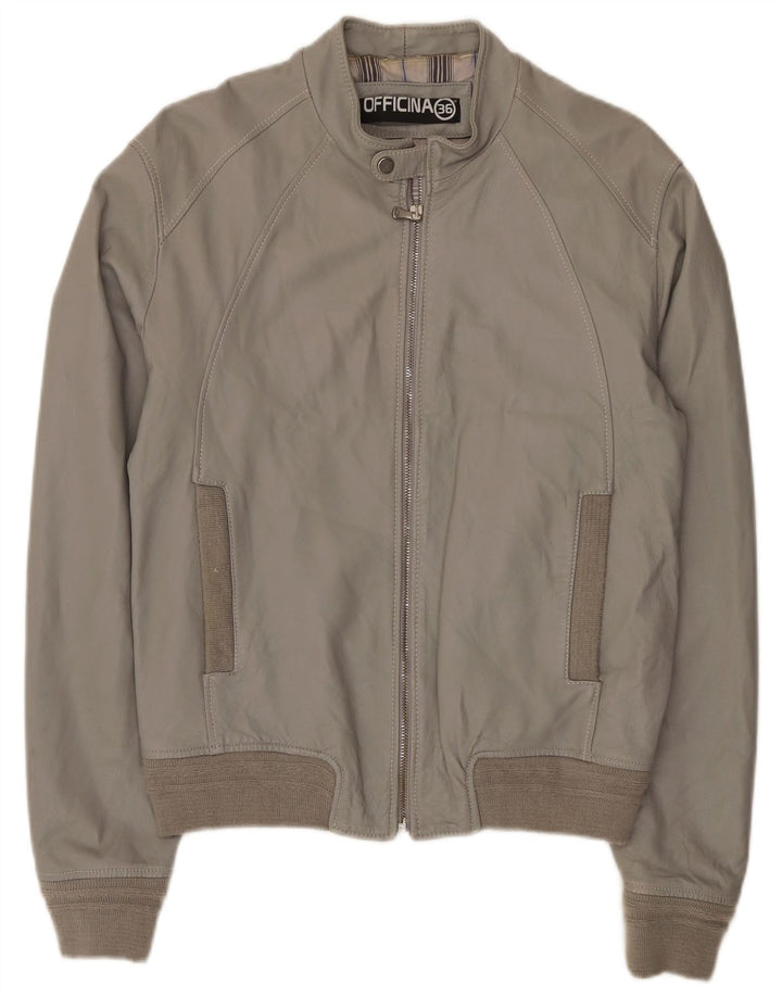 Officina 36 Herre Bomber Læderjakke UK 42 XL Grå