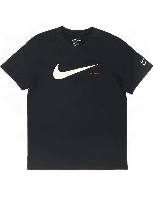 Nike Mens Swoosh Graphic T-Shirt Top XL Black Cotton