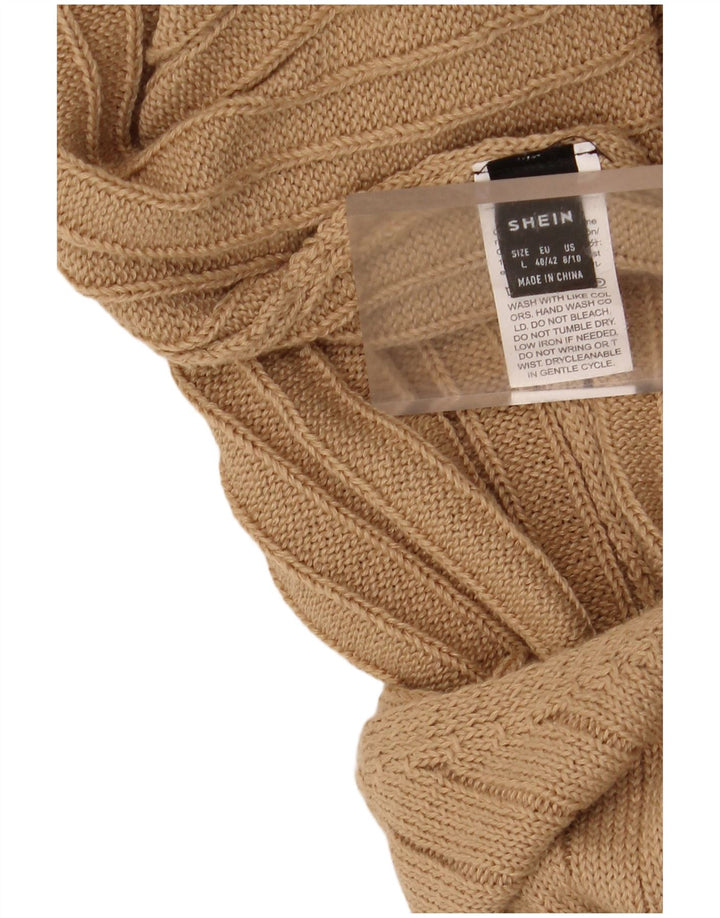 Shein Dame Strik Halter Dress UK 14 Large Beige Polyester