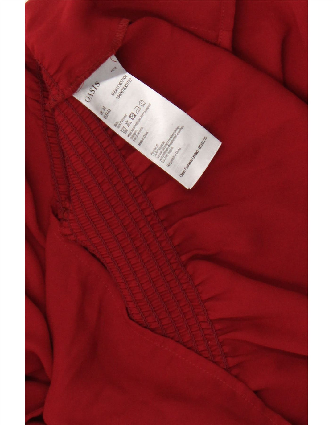 Oasis Dame Langærmet Bluse Top UK 22 3XL Burgundy Polyester