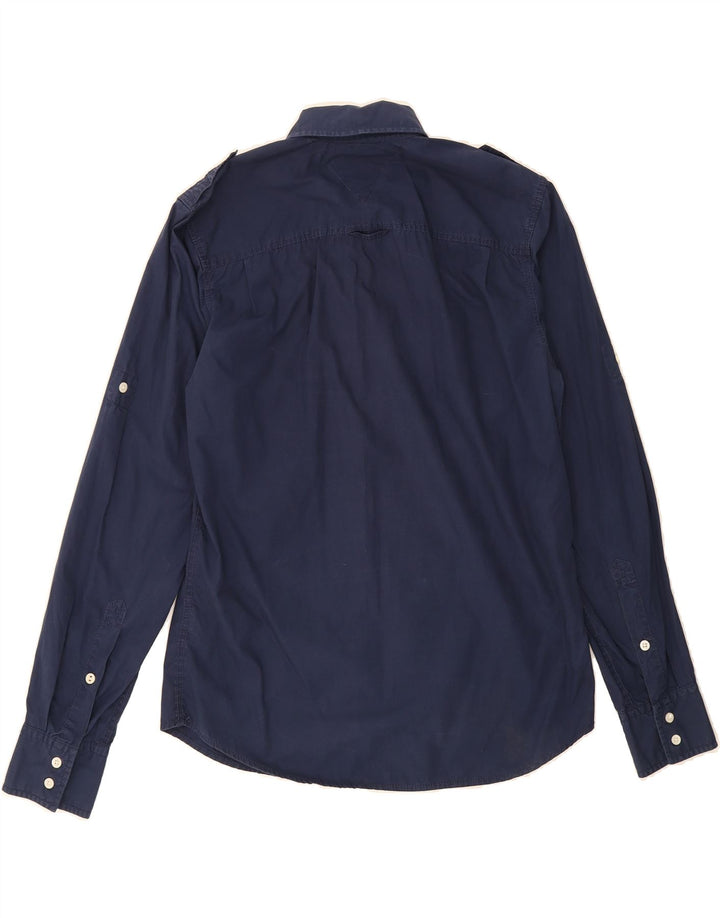 TOMMY HILFIGER Mens Military Shirt Large Navy Blue Cotton Vintage Tommy Hilfiger and Second-Hand Tommy Hilfiger from Messina Hembry 