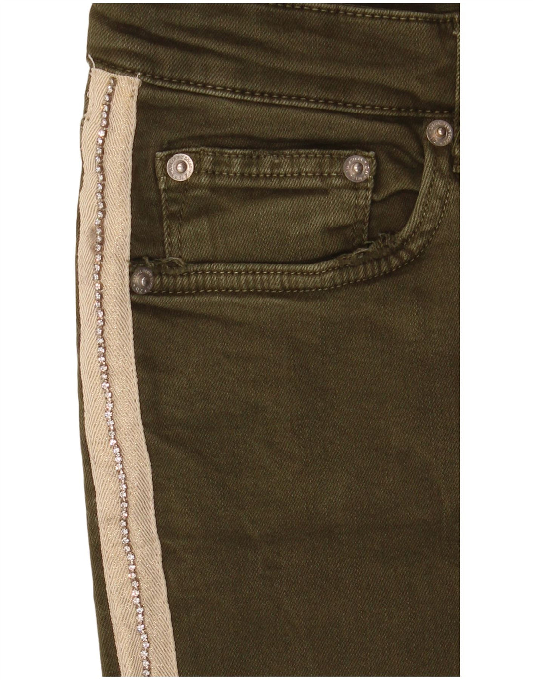 Zara Dame Slim Jeans EU 40 Medium W30 L27 Khaki Colourblock