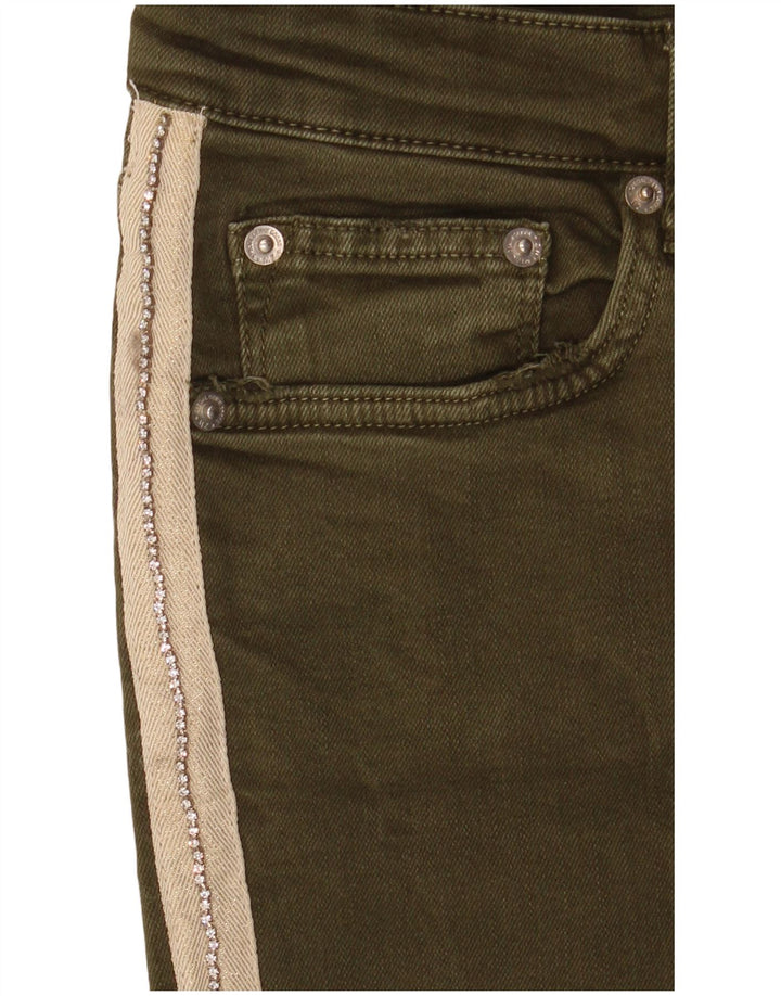 Zara Dame Slim Jeans EU 40 Medium W30 L27 Khaki Colourblock