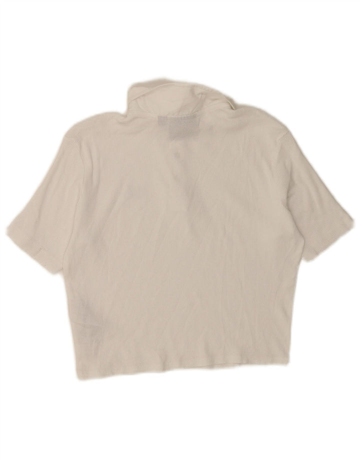 DICKIES Dame Crop Polo Shirt UK 12 Medium White Bomuld