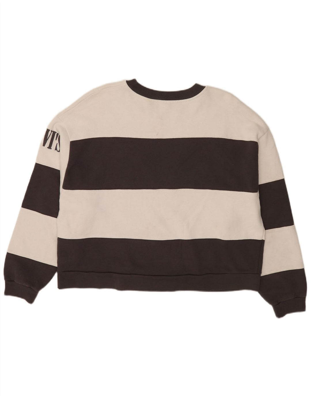 Levi's Womens Oversized Crop Sweatshirt Jumper UK 14 Medium Sort Stribet