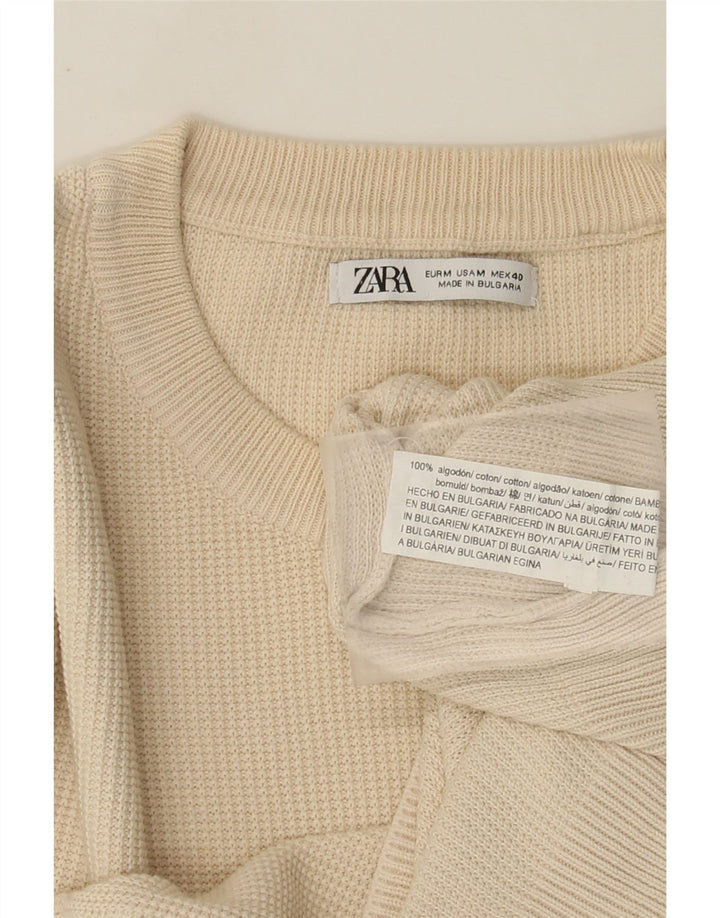 Zara Herre sweater med rund hals, medium off white bomuld