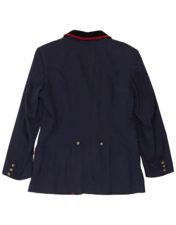 Vintage dame ridning 4-knaps blazerjakke IT 42 Medium marineblå uld