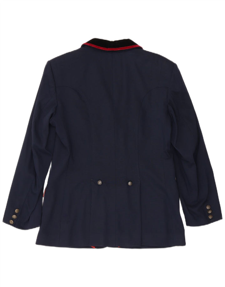 Vintage dame ridning 4-knaps blazerjakke IT 42 Medium marineblå uld