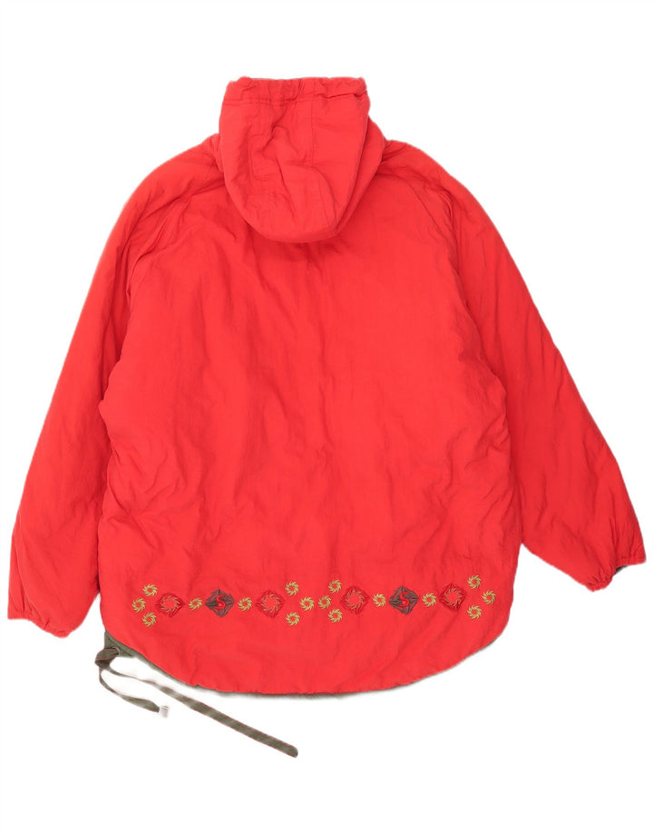 Vintage damejakke med hætte i overstørrelse EU 38/40 Medium Rød